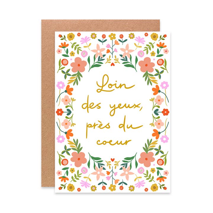 Carte postale loin des yeux près du coeur pour la vente par Graphijoy