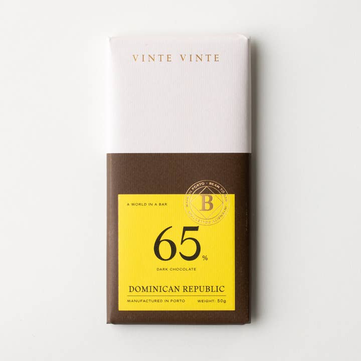 INTENSITY DARK CHOCOLATE 65% DOMINICAN REPUBLIC 50G for wholesale by Vinte Vinte Chocolate