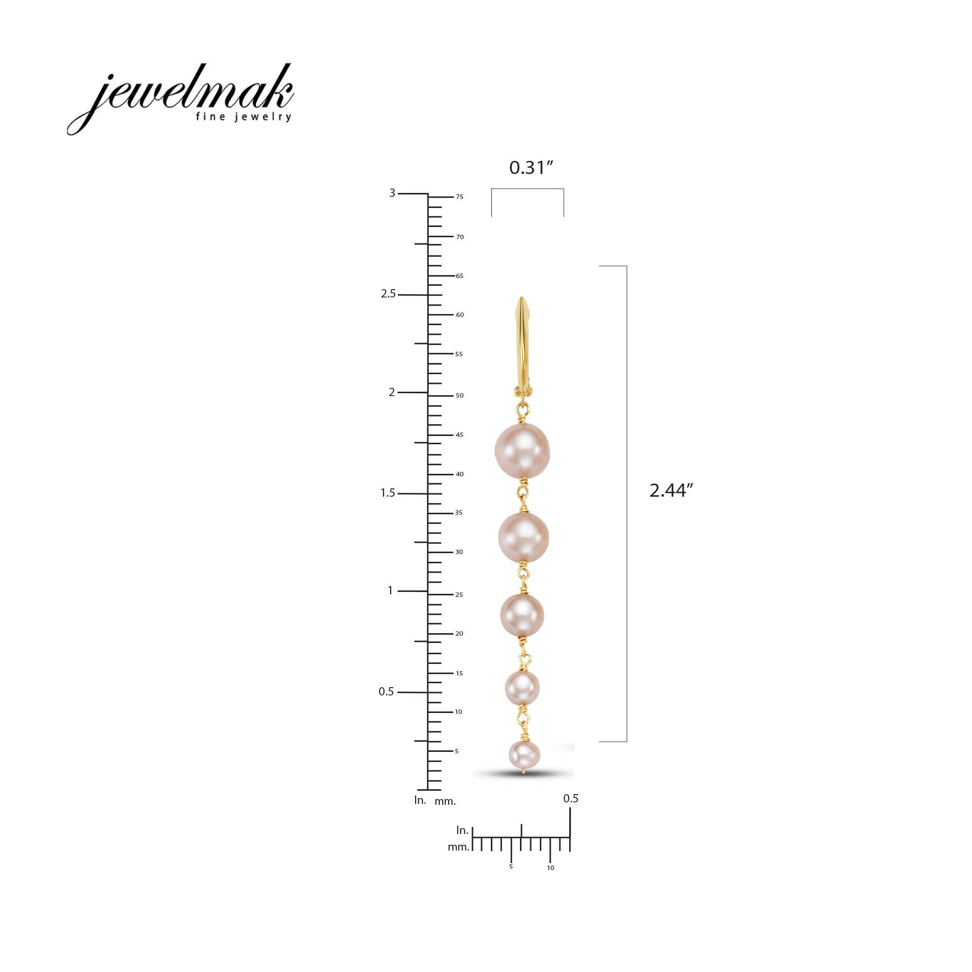 Jewelmak - Wholesale Dangle Earrings - 14k Pink/White Freshwater Pearl Graduated Dangle Earrings7