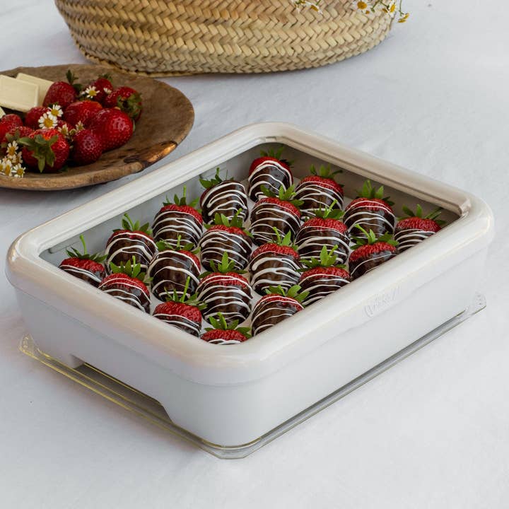 Fancy Panz - Wholesale Serving Tray - Classic Set - Pan Frame w/ Lid & Serving Spoon - White
