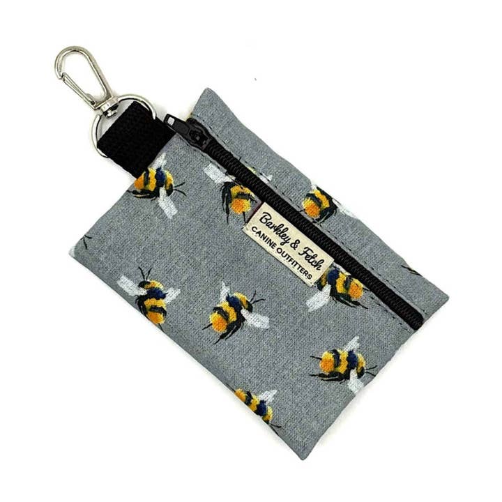 Bee Print Poo Bag Holder-Grey for wholesale by Barkley and Fetch