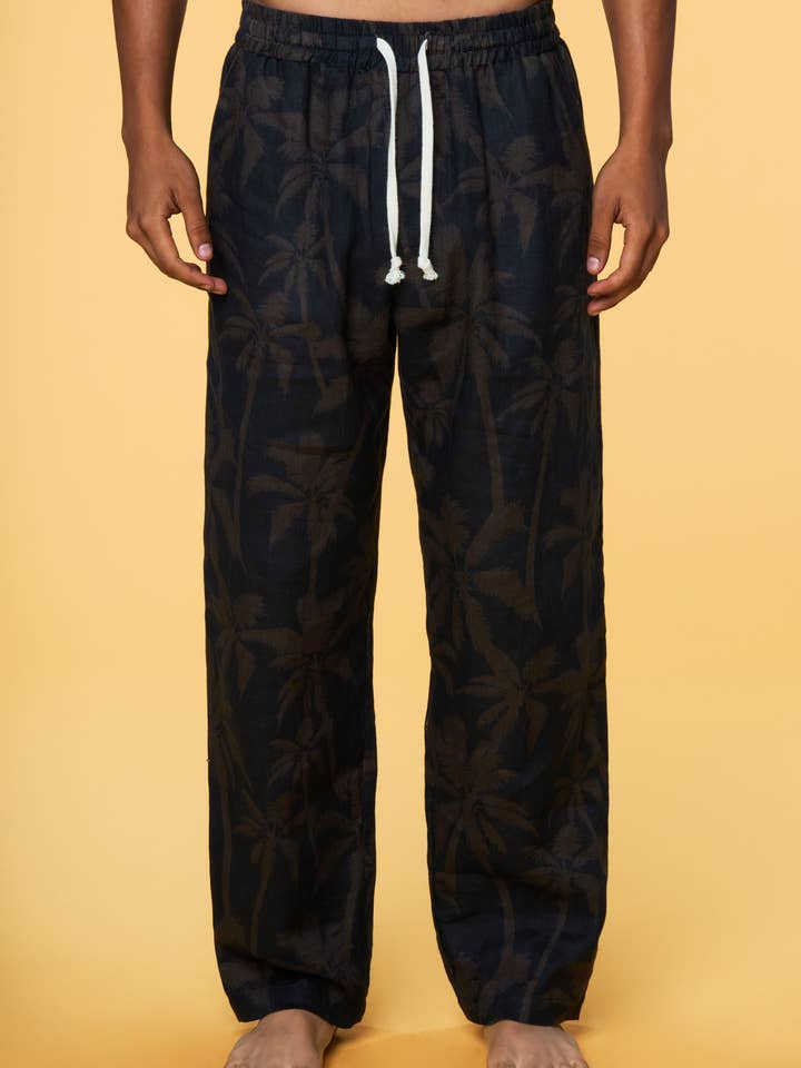 Calças de Linho Lounge - Estampa de Palmeiras por atacado de Paul Jays