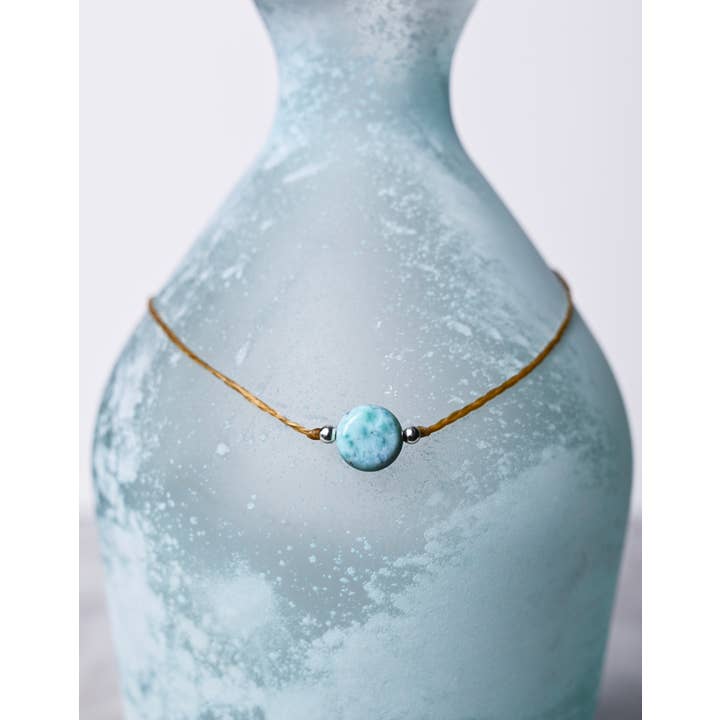 Jasmine Sol Jewelry - Wholesale Choker/Collar - Handmade Larimar Coin Boho Choker Necklace
