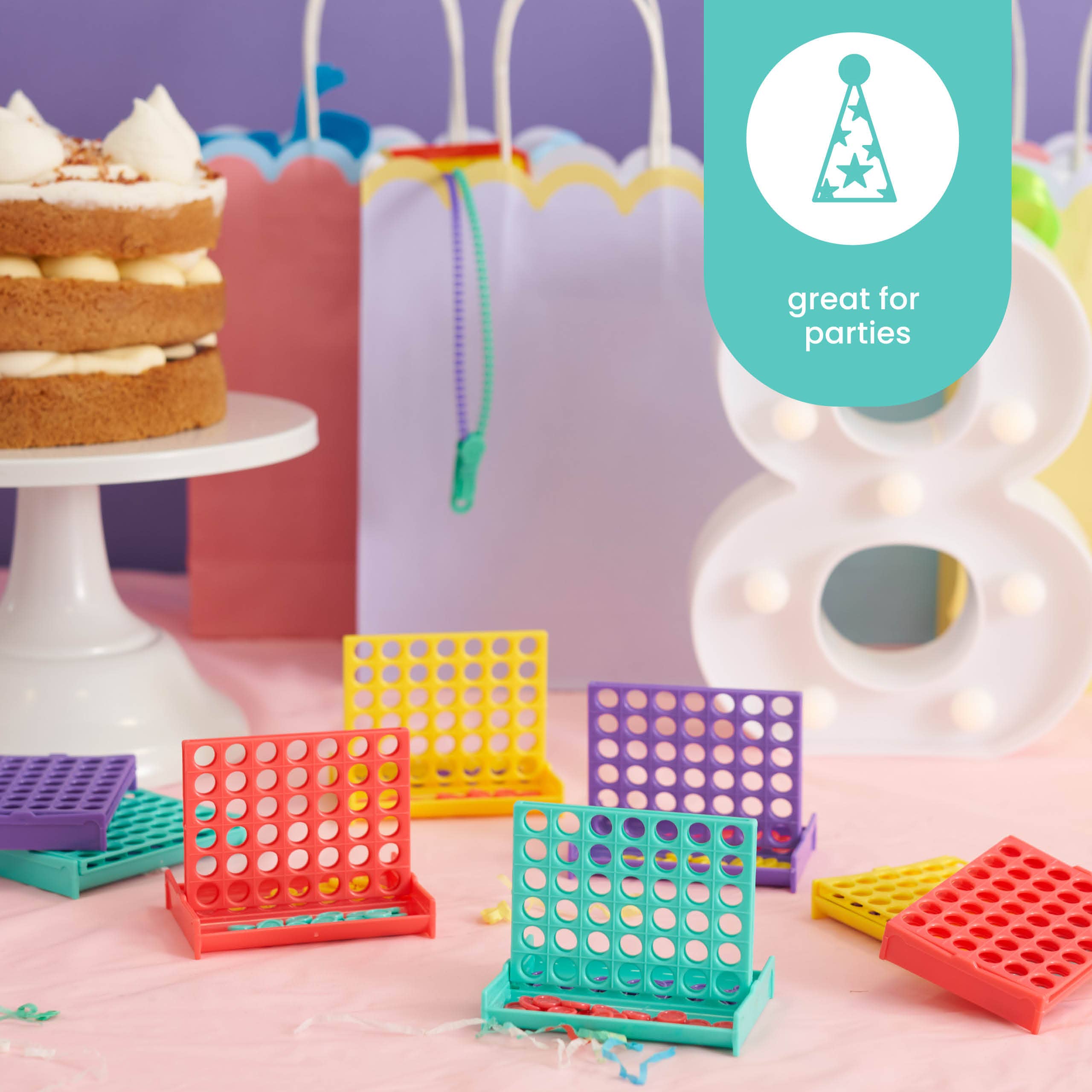 The Twiddlers - Wholesale Toy Set - Kids -  8 Mini Four In A Row Board Games, 4 Assorted Colours 2