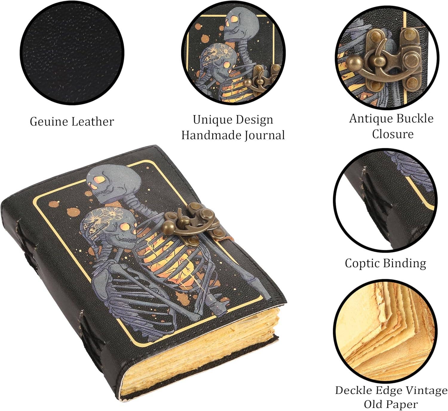 Tuzech Leather – wholesale Journal och dagbok – TUZECH läderklätt anteckningsbok med grimoirestil och ojämna kanter för män och kvinnor120