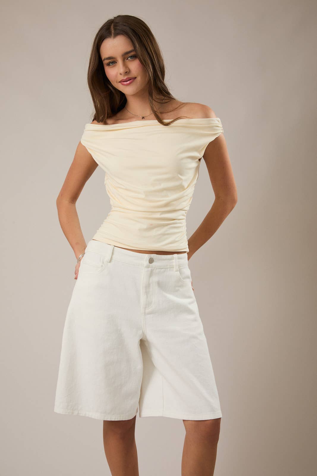 LE LIS - Wholesale Blouse - Women's - OFF THE SHOULDER TOP WITH RUCHING14