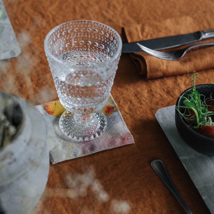 Linen Tales (We cover U.S. import duties) – wholesale Underlägg – Orange Flow - Set med 4 underlägg i naturlinne4