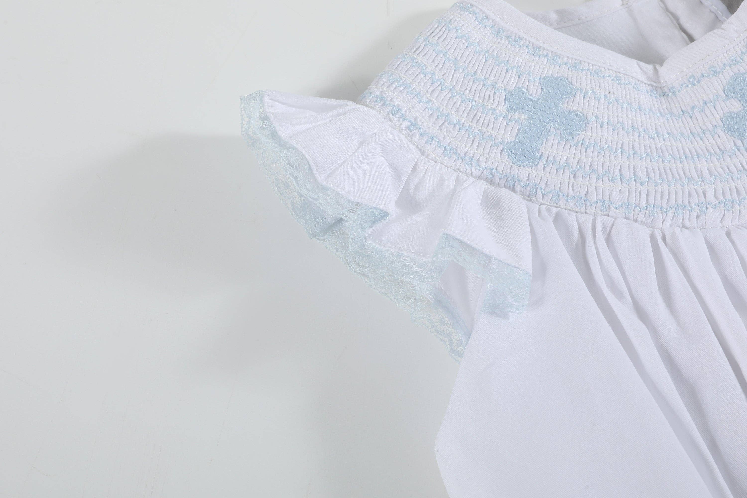 Lil Cactus – Engroshandel Kjole - Børn – Hvide og Blå Hellige Kors Rynket Biskop Kjole5