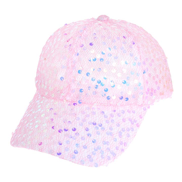 Lace Mesh Sequin Embellished Baseball Cap for wholesale by SP Sophia Collection
