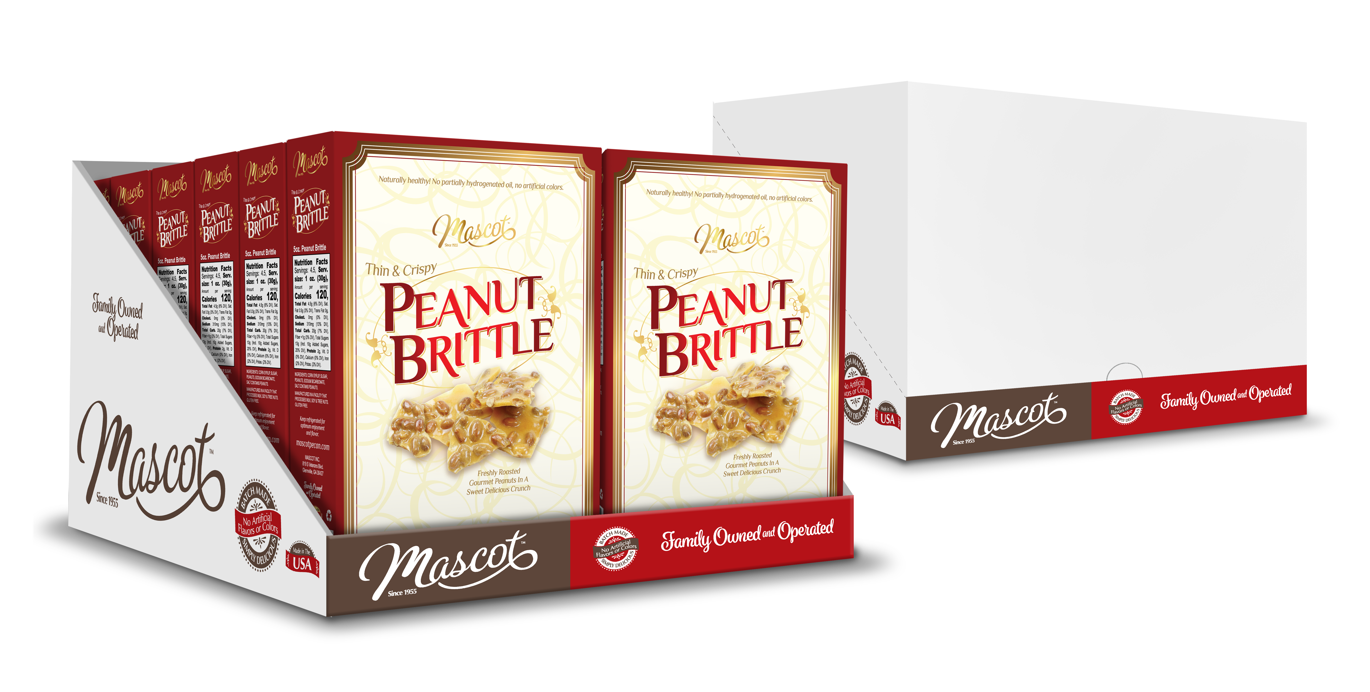 Mascot Pecan - Wholesale Brittle - Thin & Crispy Peanut Brittle - 24 Count Display1