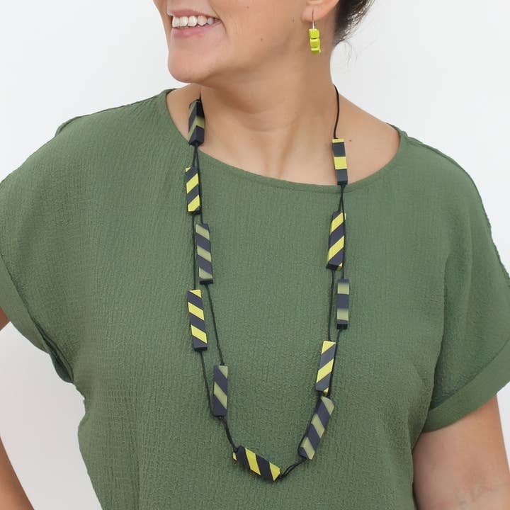 Lime & Navy Alicia Necklace for wholesale by Sylca Designs