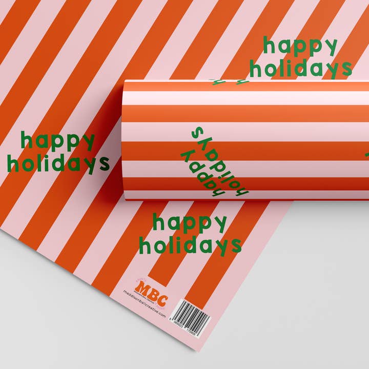 Orange and Blush Happy Holidays Christmas Gift Wrap and other Purchase Wholesale blush christmas wrapping paper. Free Returns & Net 60 Terms on Faire trending on Faire.