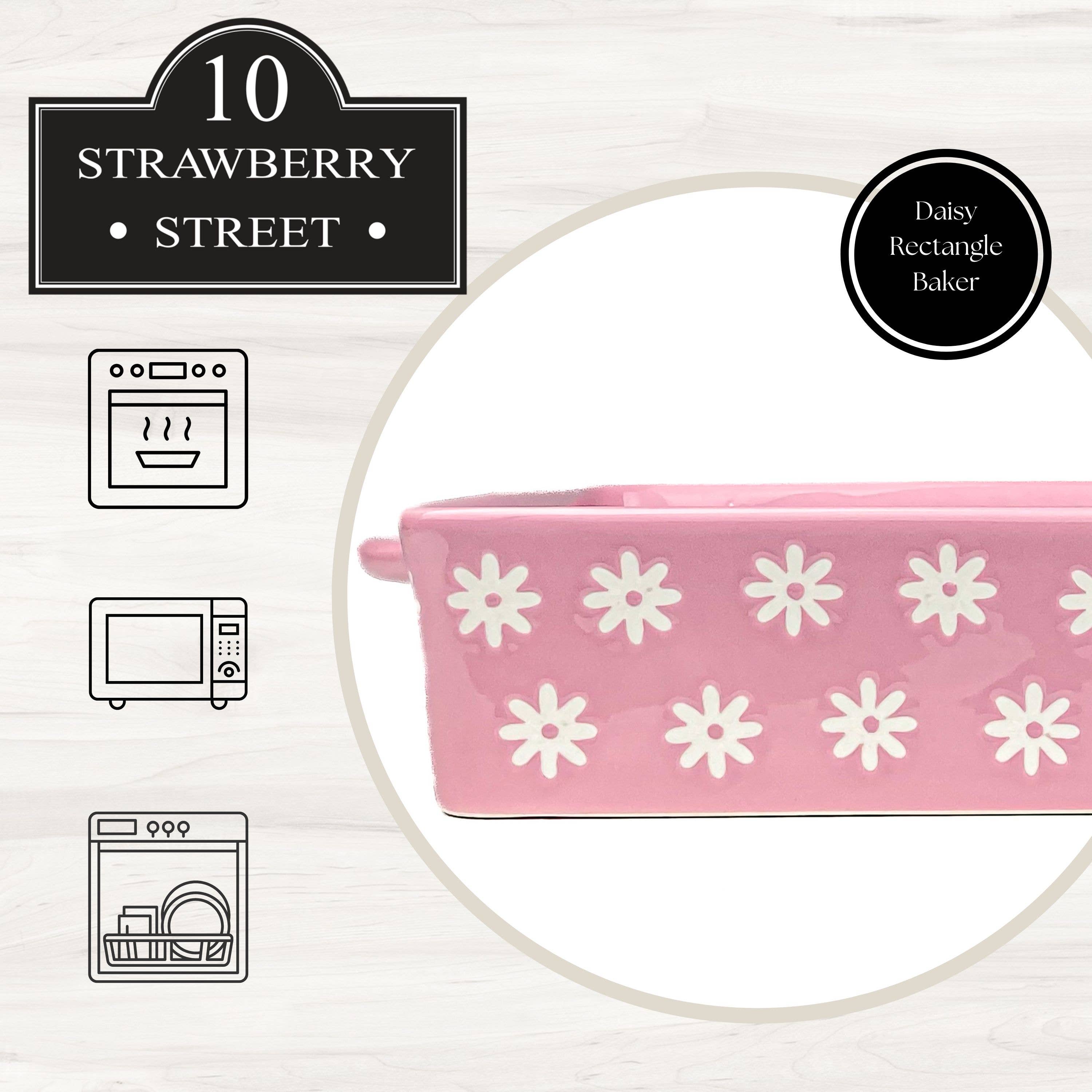 10 Strawberry Street - Wholesale Baking Dish - Daisy  Rectangular Baker, Pink1