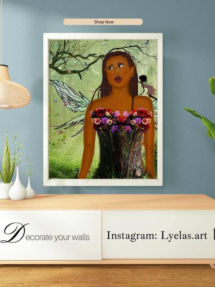Svart Kvinna Älva Konstaffisch - Väggkonst Övernaturlig för wholesale av Lyela’s Art