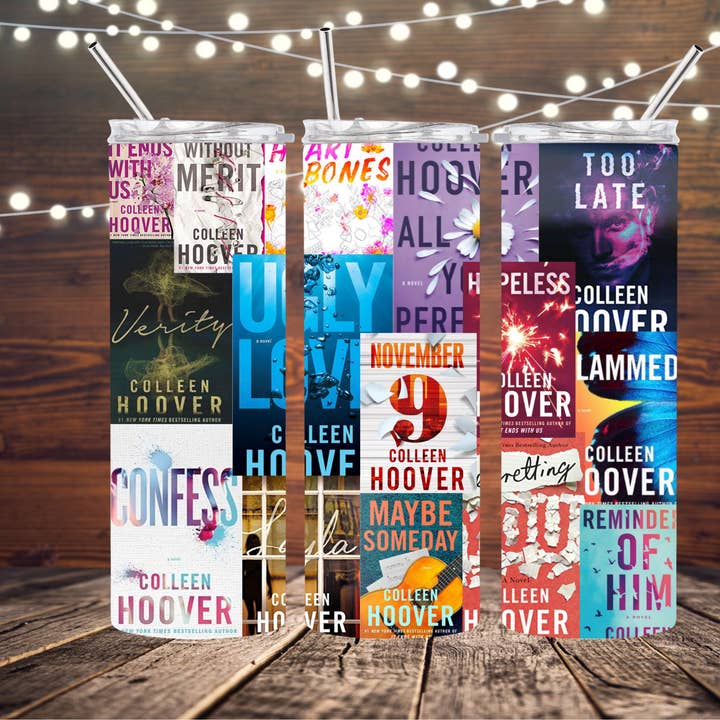 Colleen Hoover Books 20oz Skinny Tumbler for wholesale by Dogwood Graphics & Design