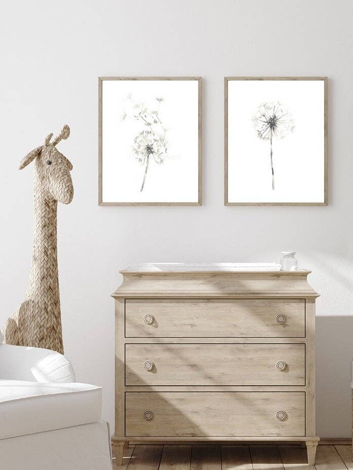 Set van 2 paardebloem bloemen aquarel print voor wholesale door Goodfairyart