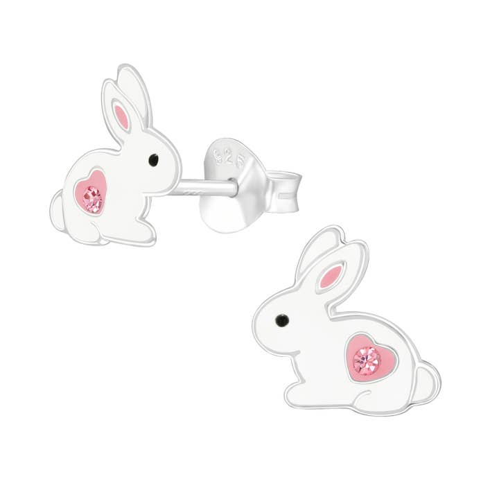 Girl's 925 Sterling Silver Post Earrings - Bunny for wholesale by Snazzy Girls