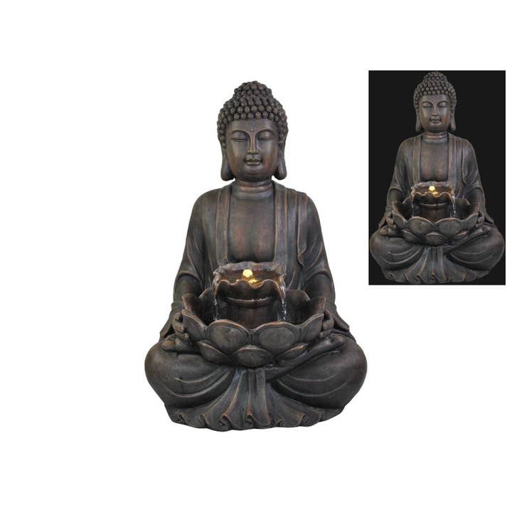 Cubby House by Malmar - Wholesale Outdoor ornament/decor - 72cm Outdoor Rulai Buddha Fountain with Light