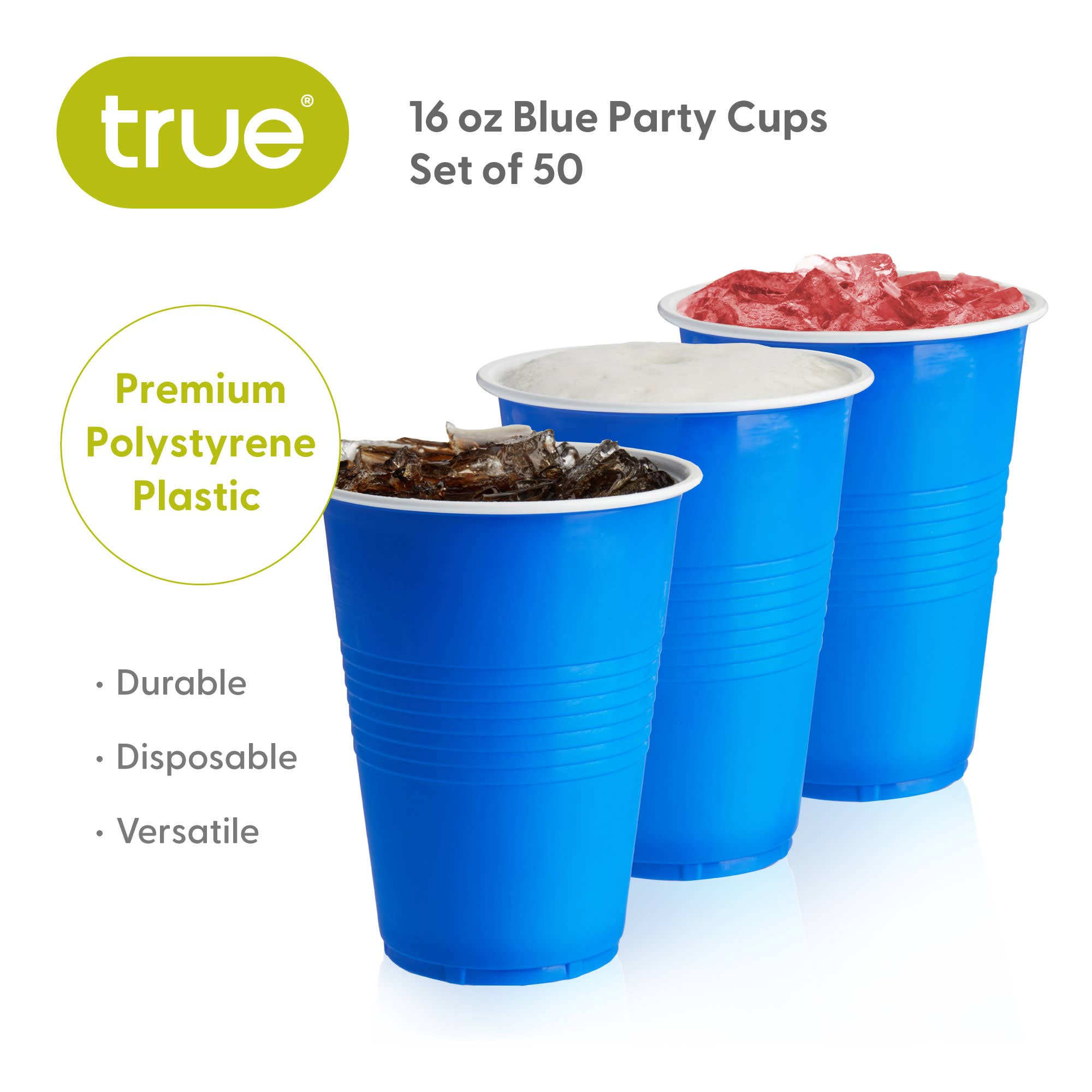 TRUE - Wholesale Disposable Cup - Party Disposable Plastic Cups Pack of 50 ASST COLORS25