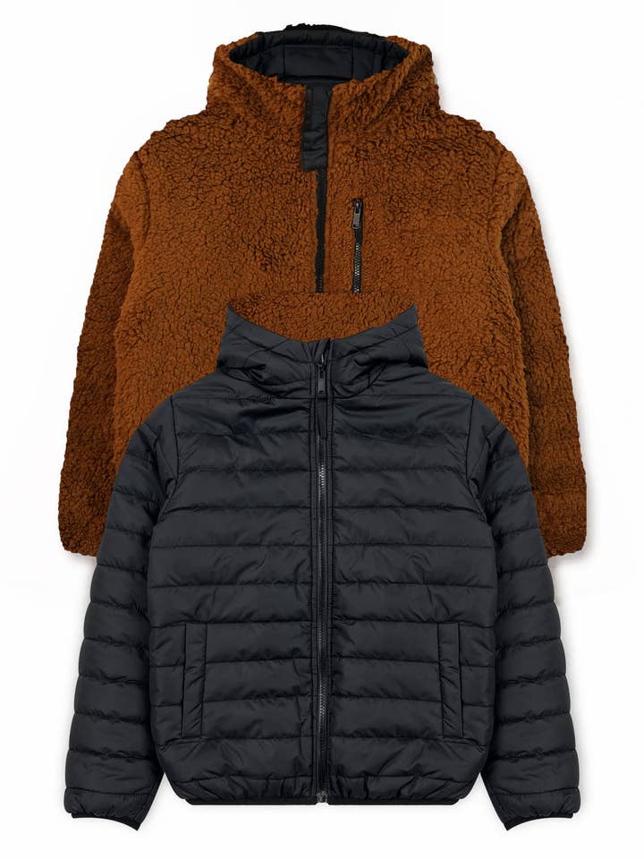 Chase USA International - Wholesale Puffer Jacket - Kids - Boys’ Reversible Jacket With Sherpa Lining #J9425