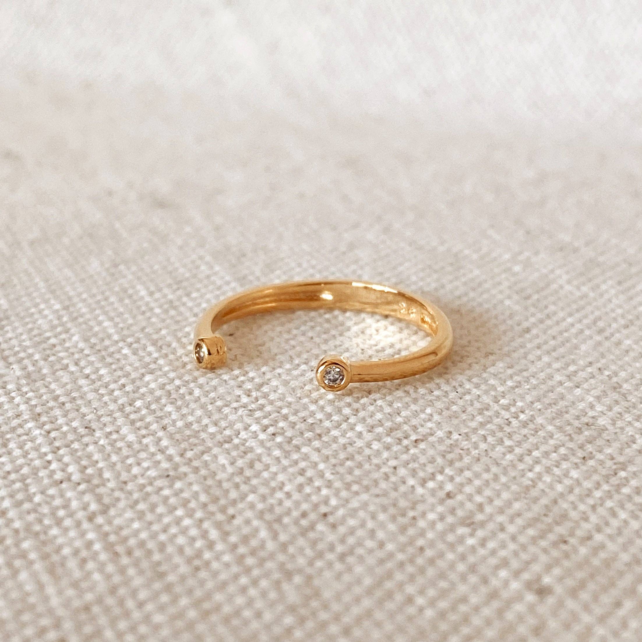 GoldFi - Wholesale Band/Stacked Ring - 18k Gold Filled Dainty Open Ring with Micro Bezel Zirconia4