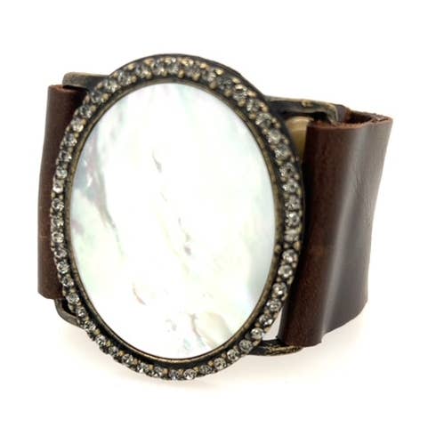 Pulsera ovalada de cuero cabujón para venta al por mayor de Rebel Designs Accessories