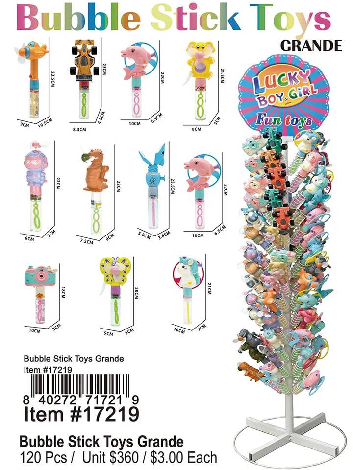 Bubble-Stick-Spielzeug Grande - 120 Stk. für den Großhandel von Puka Creations