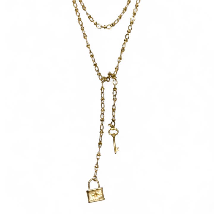 Collana con ciondolo a forma di lucchetto e chiave per la vendita all'ingrosso da parte di Idlewild Everyday