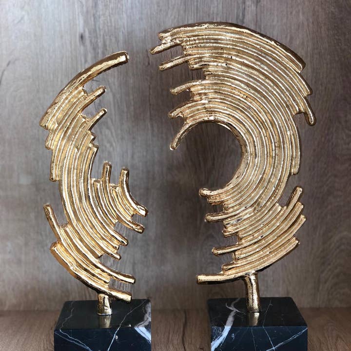 Marble Double Half Moon Decorative Home Object for wholesale by New Look Furniture and Architecture