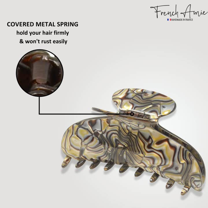 Parcelona - Wholesale Hair Clip - Women's - French Amie Thin Oval Large 4 1/4” Handmade Celluloid Jaw Hair Claw for Women38