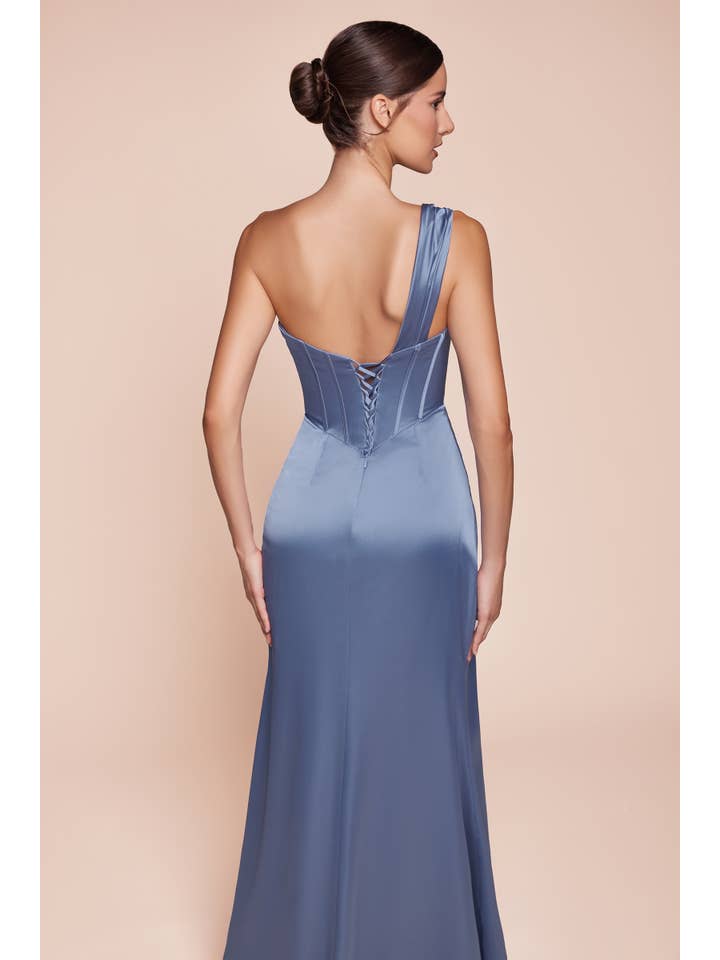 Ladivine by Cinderella Divine – wholesale Dress – Women's – ONE SHOULDER SATIN CORSET GOWN
9