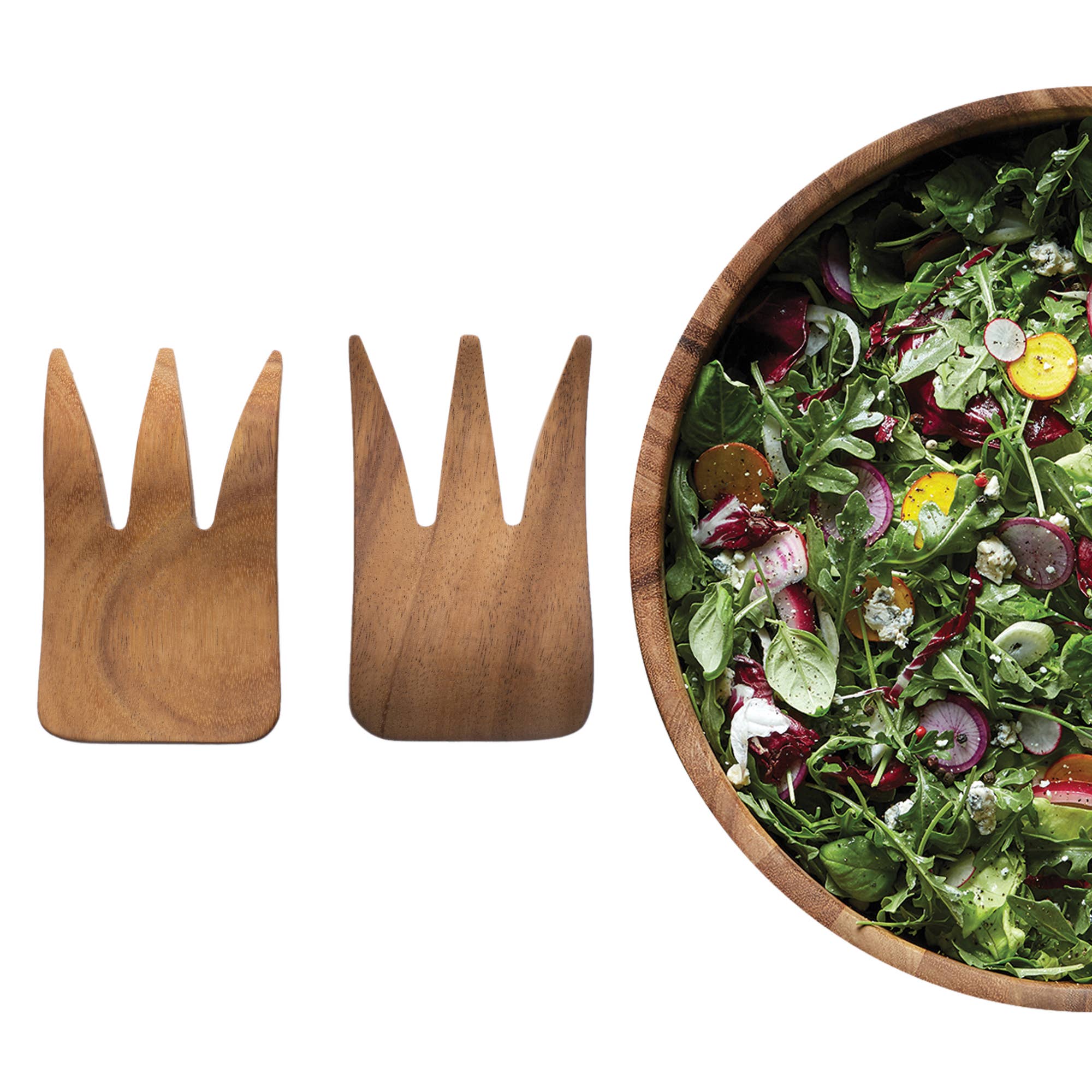 Fox Run Brands - Wholesale Serving Utensil - Ironwood Bear Claw Salad Servers,Acacia, Set 2,1.5"x3.75"x6"6