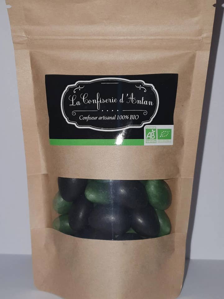 Provençal olive duo almonds bag -180 gr - organic for wholesale by La confiserie d'antan 100%bio