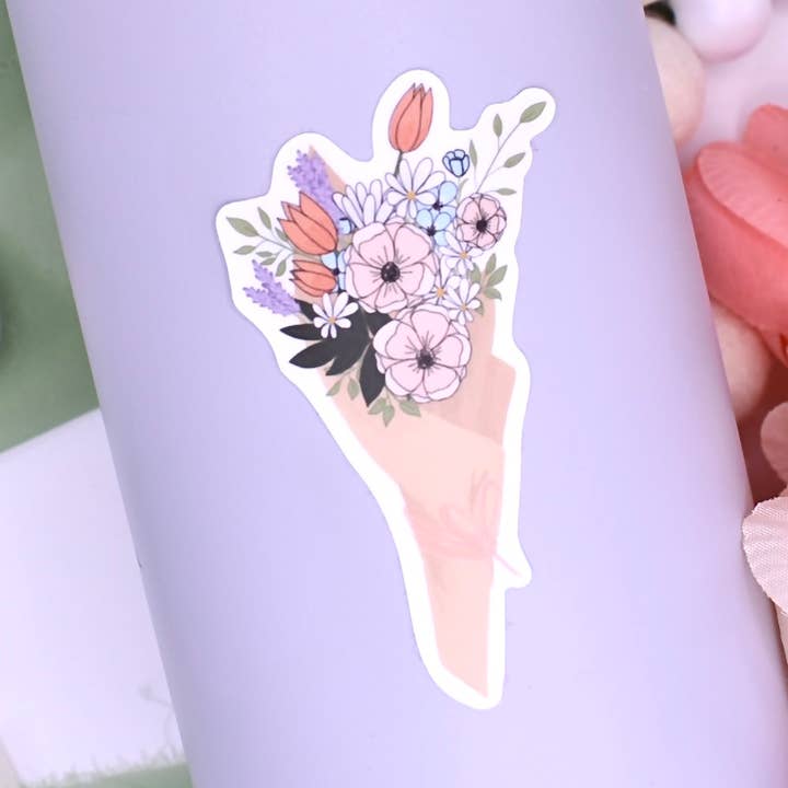 Pegatina de ramo de flores de mercado, 1.83 x 3 pulgadas para venta al por mayor de Sammy Jean Artist