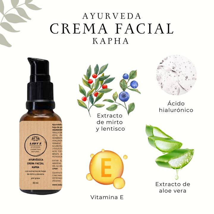 Lady Z Cosmetica - Venta al por mayor Crema hidratante facial - Ayurvédica crema (sérum cremoso hidratante) facial muy ligera Kapha con ácido