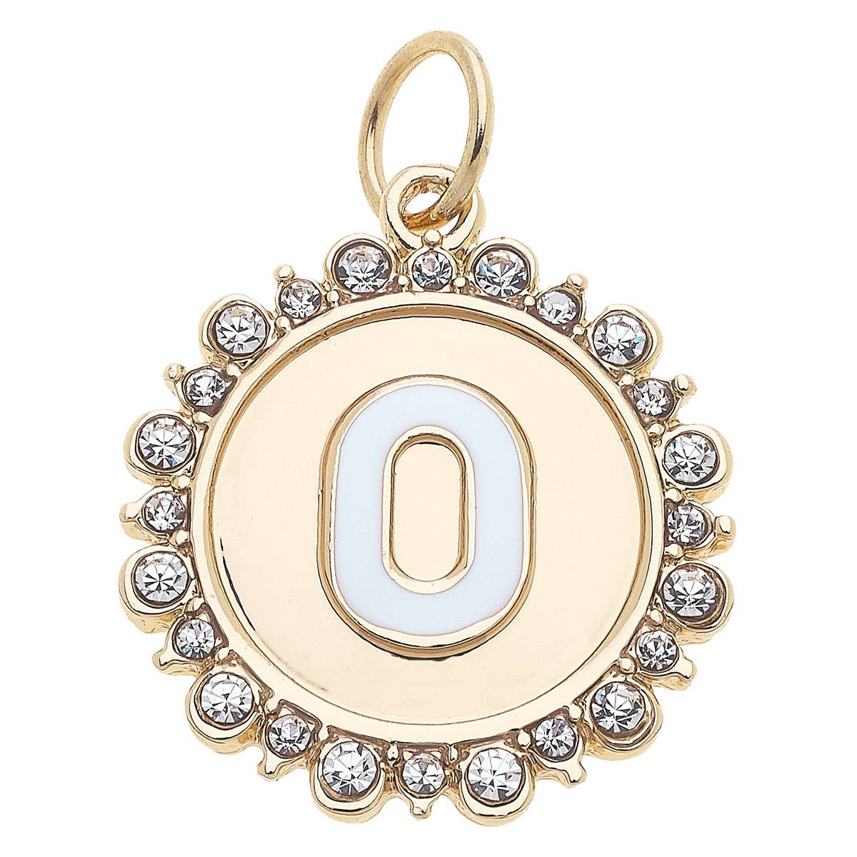 Canvas Style - Wholesale Individual Charm/Pendant - Rhinestone Letter Disc Charm in Shiny Gold14