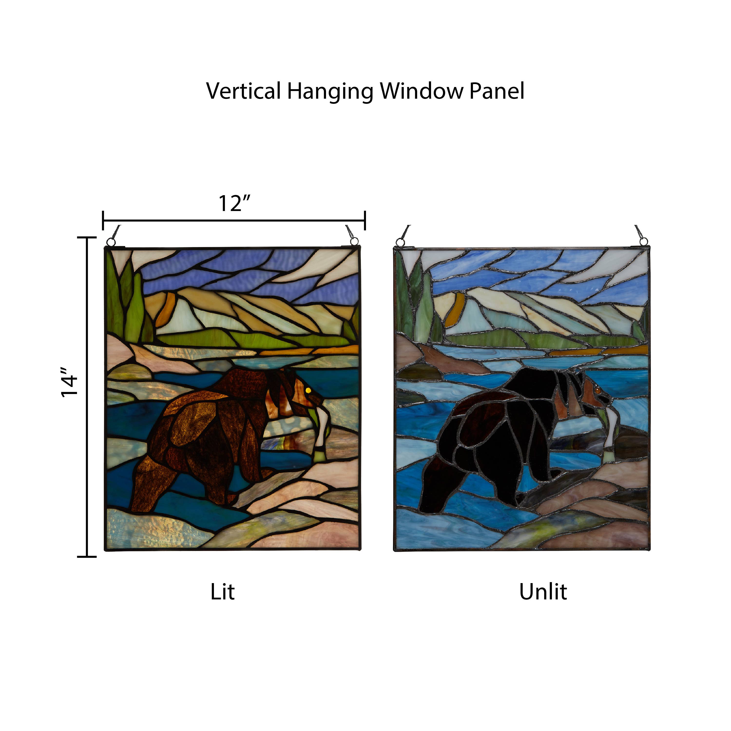 River of Goods - Wholesale Suncatcher - 14"H Brown Bear Stained Glass Window Panel2