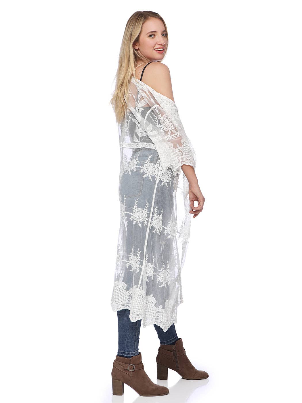Anna Kaci Wholesale - Wholesale Kimono - Women's - Long Floral Lace Embroidered Kimono25