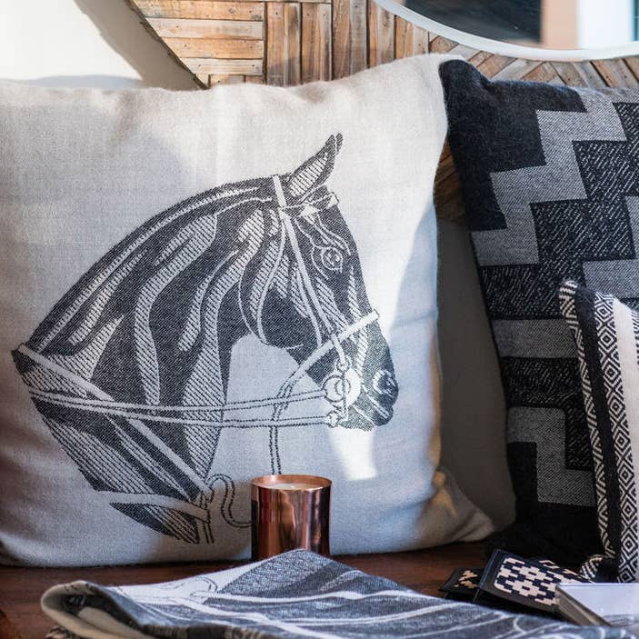 Stick & Ball - Wholesale Throw/Decorative Pillow - Stick & Ball Horse Head Pillow - Charcoal (Right Facing)3