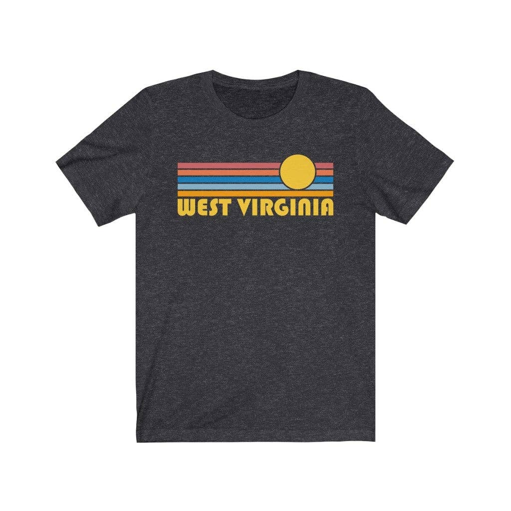 Hey Mountains - Vente T-shirt sérigraphié – unisexe - T-shirt West Virginia - Retro Sunrise pour adulte, unisexe, West Virg7