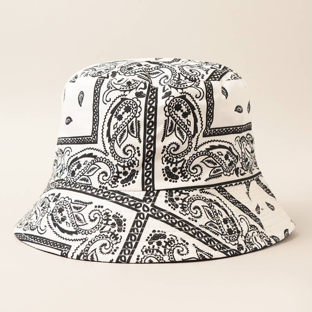 Fashion City - Wholesale Bucket Hat - Women's - Paisley Pattern Reversible Safari Bucket Hat2