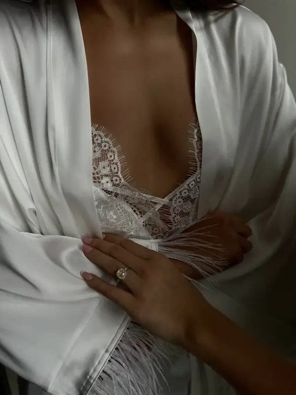 Chère Madam - Vendita all'ingrosso Camicia da notte da donna - Camicia da notte bianca per la notte di nozze3