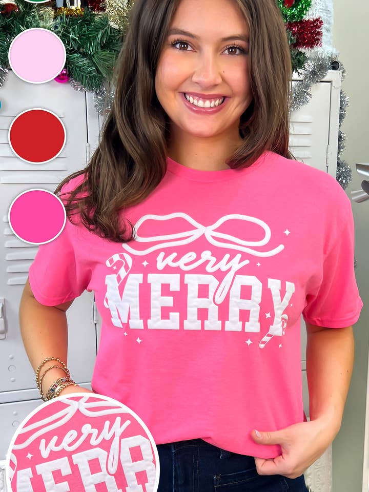 Very Merry Puff Christmas Graphic T-Shirt for wholesale by Sugar Stitch