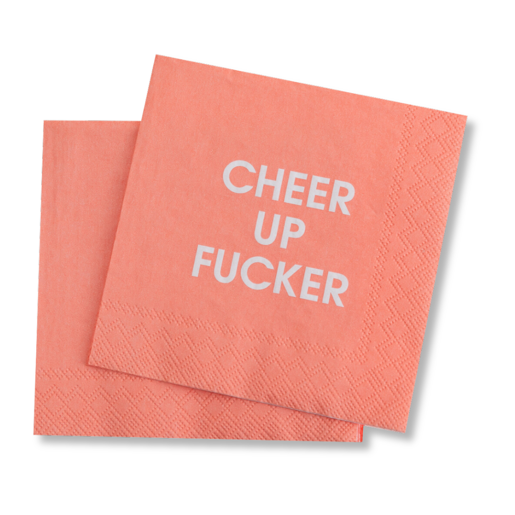 Chez Gagné - Wholesale Disposable Napkin - Cheer Up Fucker - Funny Cocktail Napkins0