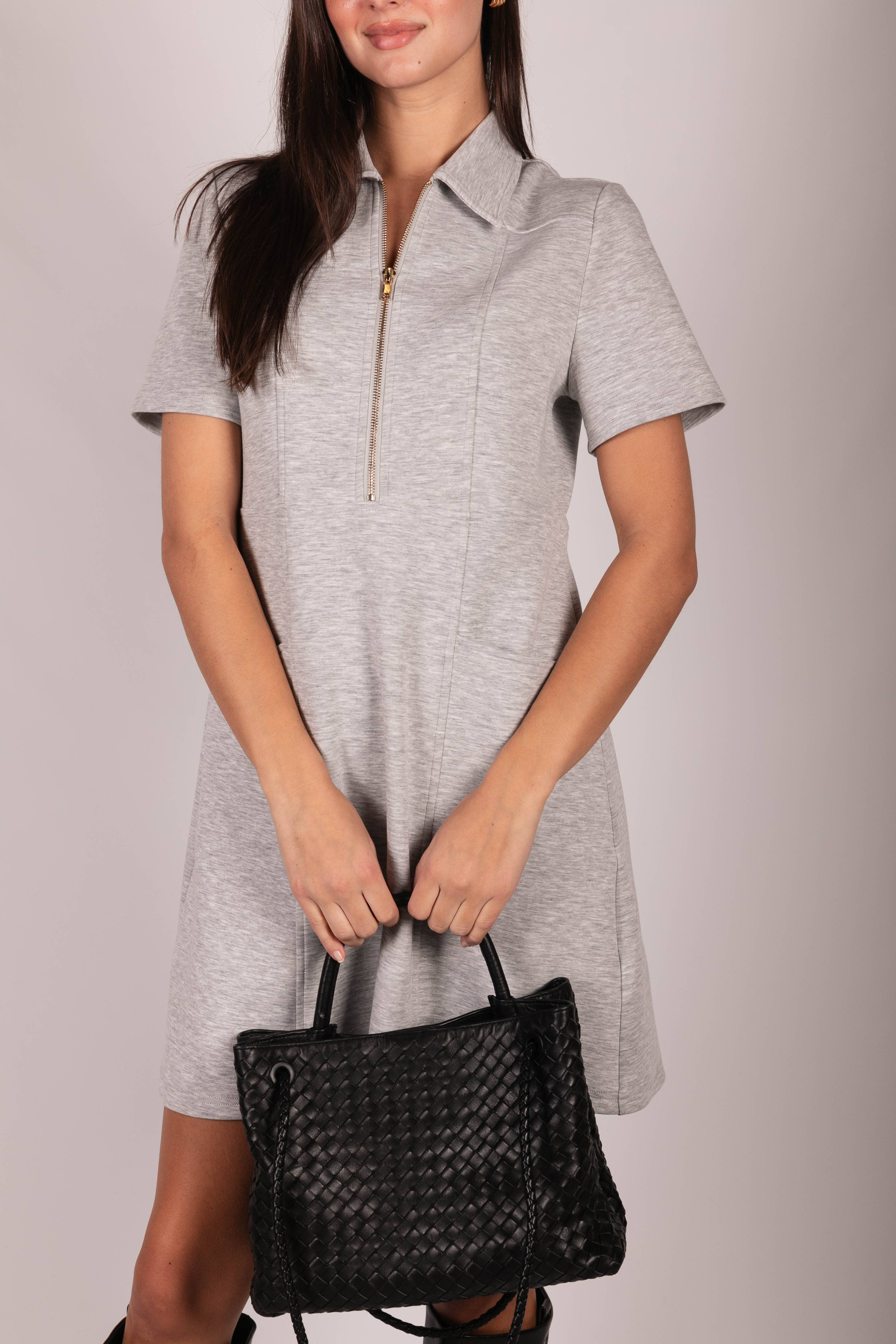 P. CILL - Wholesale Dress - Women's - P. CILL Butter Modal Quarter Zip Short Sleeve Dress15