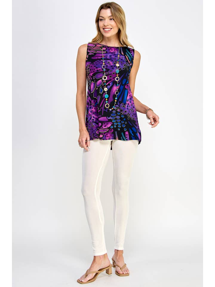Jostar - Wholesale Tunic - Women's - Print Boat Neckline Top-2063HT-TRP1-W207