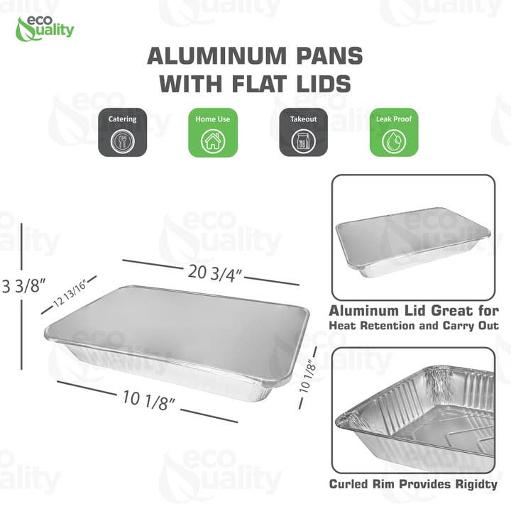 EcoQuality - Wholesale Baking Dish - Disposable 21" x 13" Full-Size Deep Aluminum Pan with Lids2