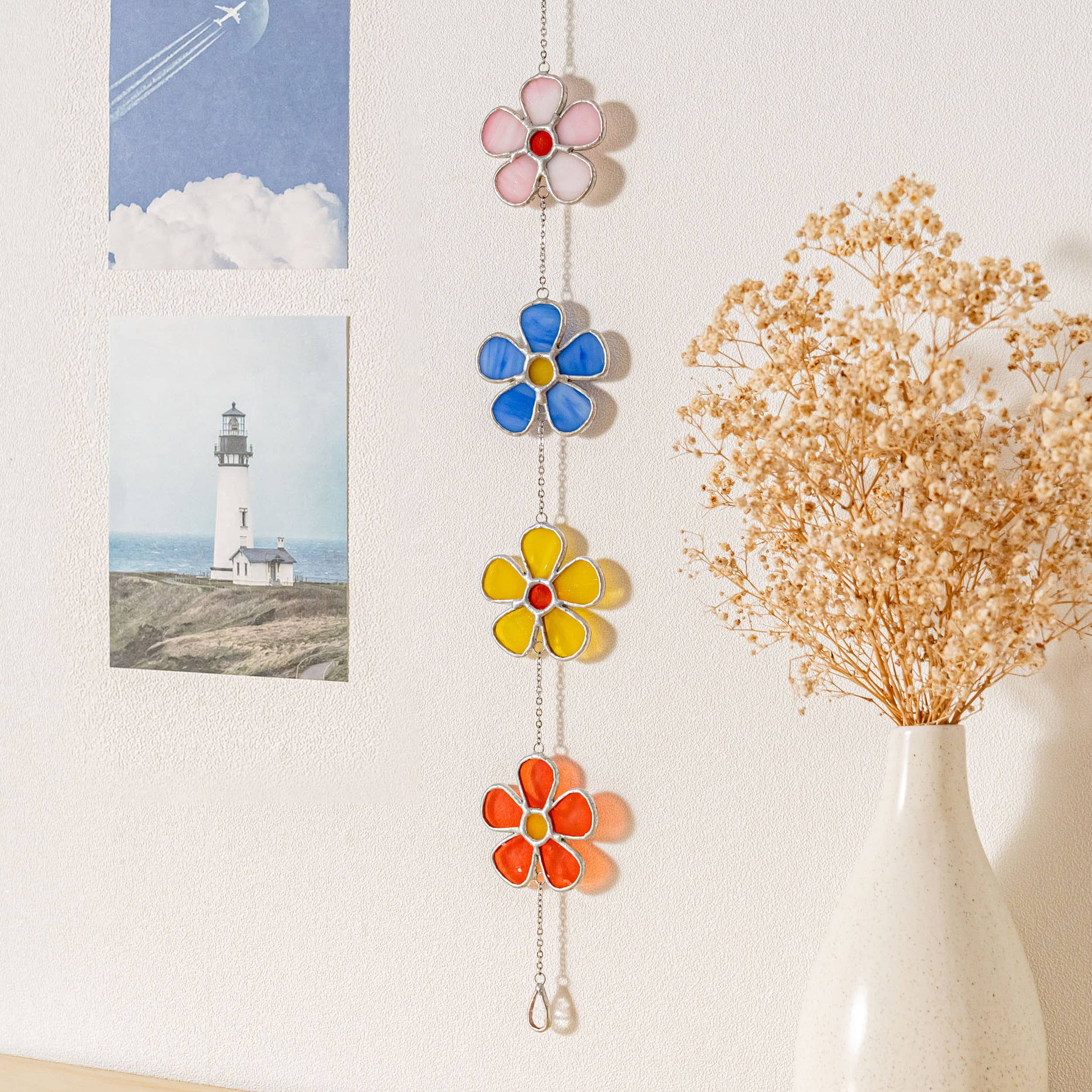 MondoBellissimo - Vendita all'ingrosso Bandierine/Ghirlande - Ghirlanda di Fiori in Vetro Colorato per Decorazione di Finestre F9511