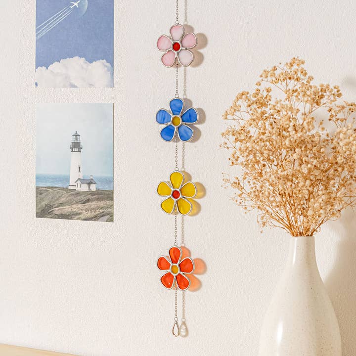 MondoBellissimo - Vendita all'ingrosso Bandierine/Ghirlande - Ghirlanda di Fiori in Vetro Colorato per Decorazione di Finestre F9511