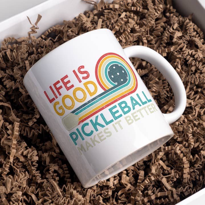 Life is Good Pickleball Retro Design Mug for wholesale by With Love Louise